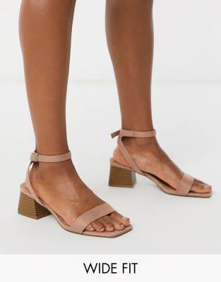 pink wide fit block heels