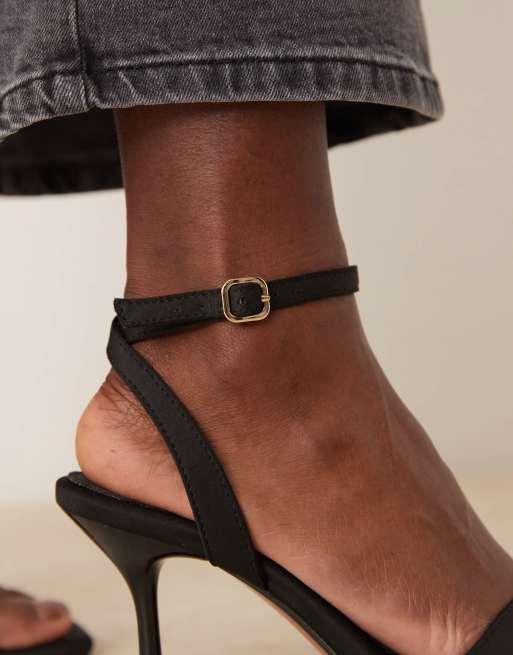 ASOS DESIGN Wide Fit Hollow barely there heeled sandals in black