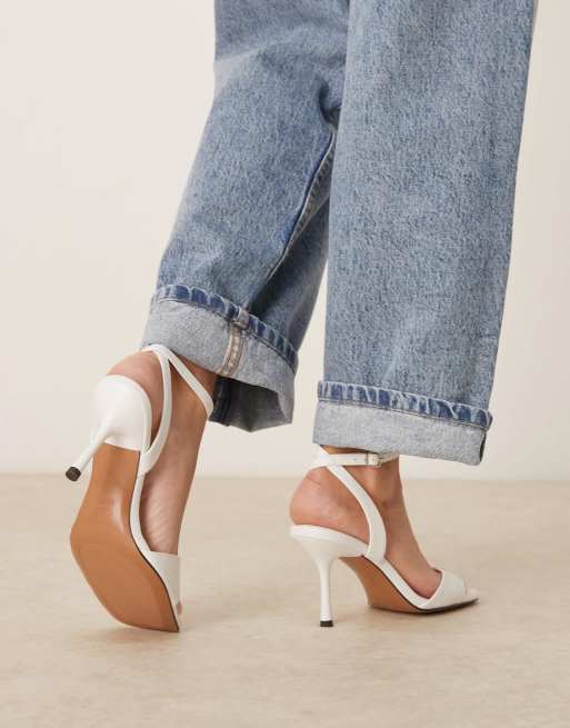 ASOS DESIGN Wide Fit Hollow barely there heeled sandals in white