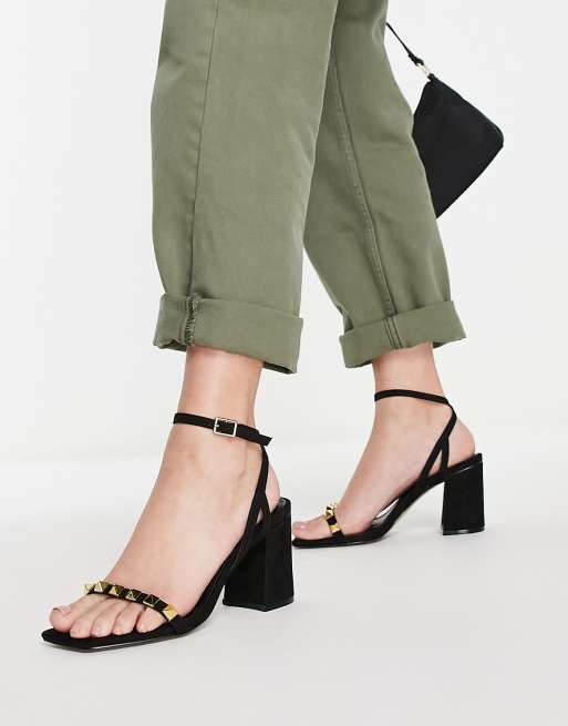 Asos black block outlet heel sandals