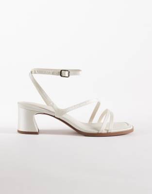  Wide Fit Honeybee mid block heeled sandals in ivory