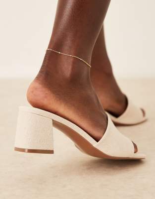Asos Design Wide Fit Honeycomb Mid Heel Mules In Metallic