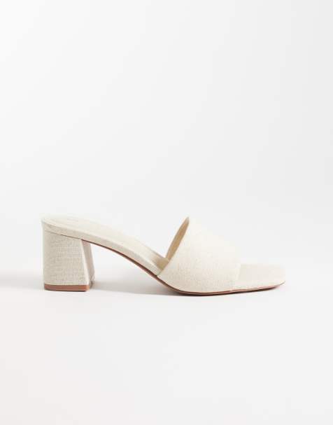 ASOS DESIGN Wide Fit - Honeycomb - Naturfarvede mules med mellemhøj hæl - view 1