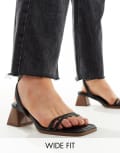 [ASOS DESIGN Wide Fit] ASOS DESIGN Wide Fit Honeydew mid block heeled sandals in black 3 BLACK
