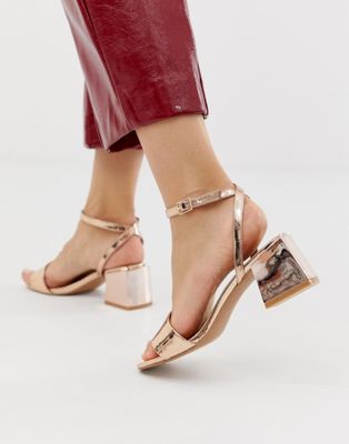 rose gold wide fit block heels