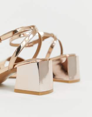 wide fit gold block heels