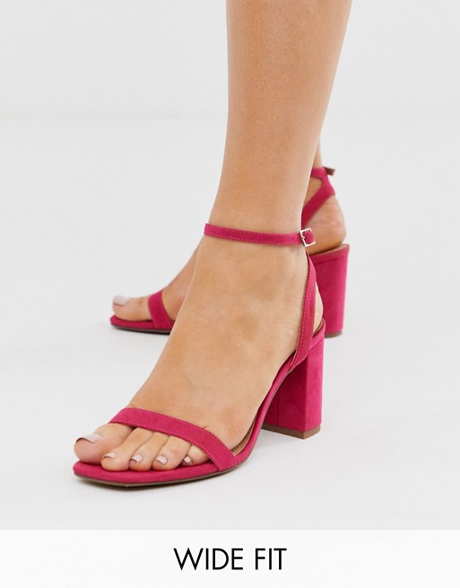 ASOS DESIGN Wide Fit Hong Kong barely there block heeled sandals in magenta
