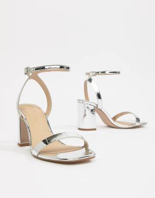 silver heeled sandals wide fit