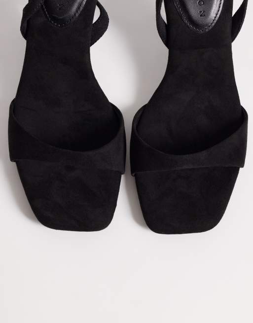 ASOS DESIGN Wide FIt - Hope - Sorte minimalistiske stilet-sandaler med mellemhøj hæl, 2 af 4