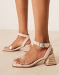 [ASOS DESIGN Wide Fit] ASOS DESIGN Wide Fit Hopefully block heeled mid sandals in clear and natural 5 CLEAR