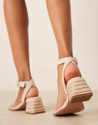 Asos Design Wide Fit Hopefully Block Heeled Mid Sandals