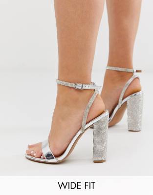 wide silver heels