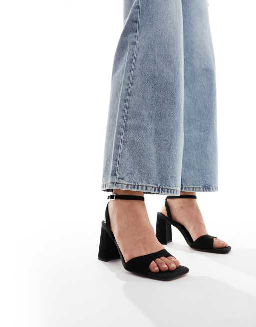 ASOS DESIGN Wide Fit Hotel barely there block heeled sandals in