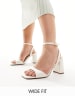 ASOS DESIGN Wide Fit Hotel pearl detail barely there block heel sandals in ivory