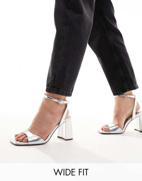 Silver Heels, Block & High Heeled Silver Sandals