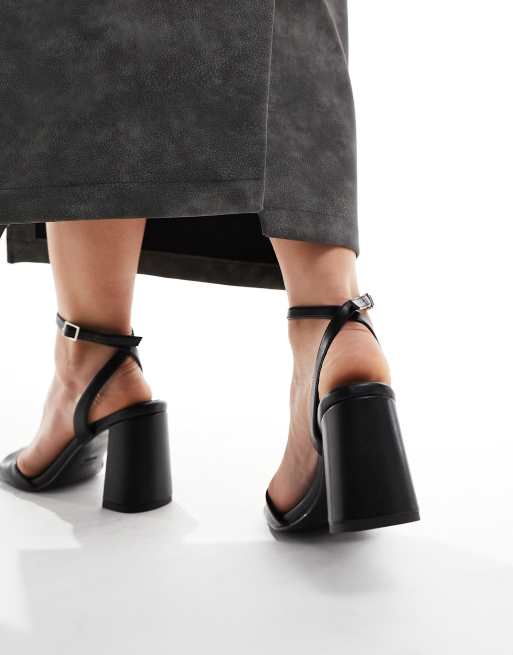 Asos black block heel sandals hotsell