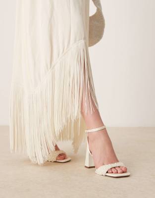  Hotel pearl detail barely there block heeled sandals in ivory