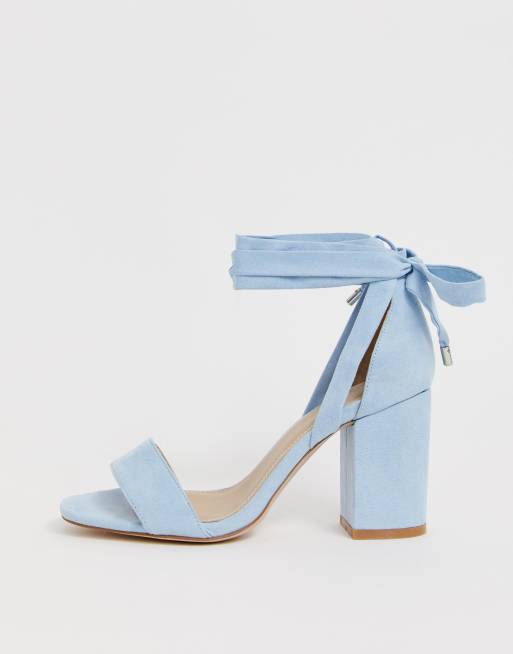 Asos design wide fit howling tie leg block store heeled sandals