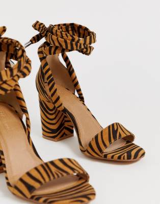 asos design wide fit howling tie leg block heeled sandals