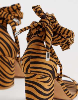 asos design wide fit howling tie leg block heeled sandals