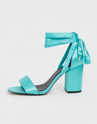 turquoise block heel sandals
