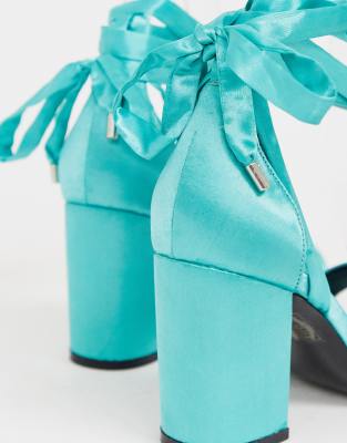 asos design wide fit howling tie leg block heeled sandals