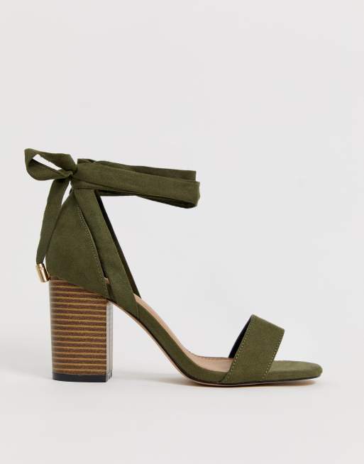 Asos design wide fit howling tie leg block outlet heeled sandals