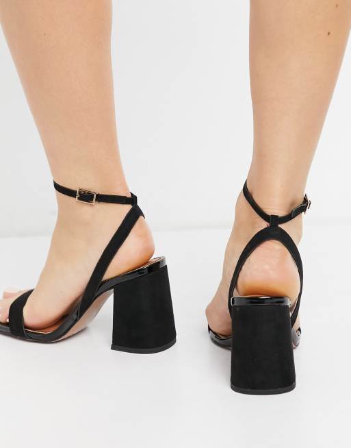 Black barely there online block heels