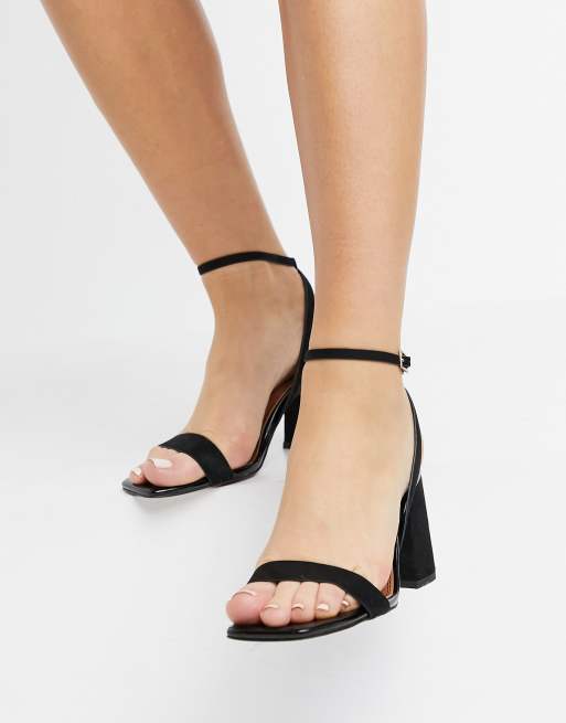 Asos black 2024 block heel sandals