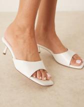 Public Desire Arrys slip on kitten heel mules with flowers in cream