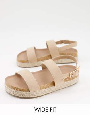ASOS DESIGN Wide Fit Jackpot flatform espadrilles in taupe
