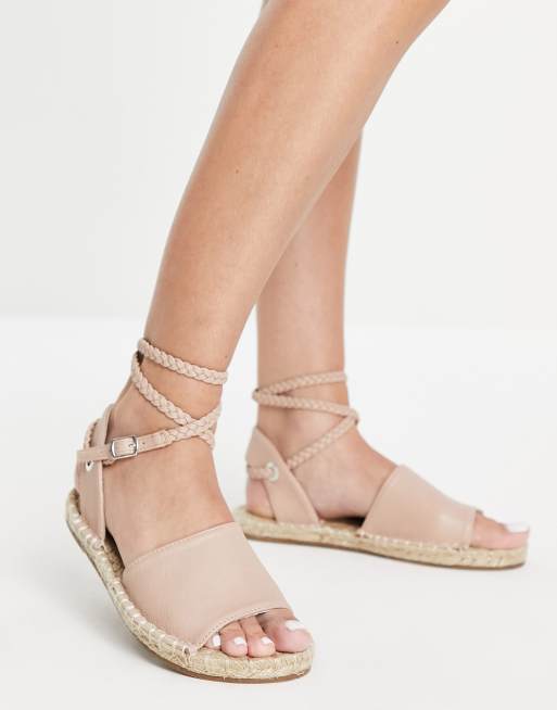 ASOS DESIGN Wide Fit Jelly rope tie espadrilles sandals in beige