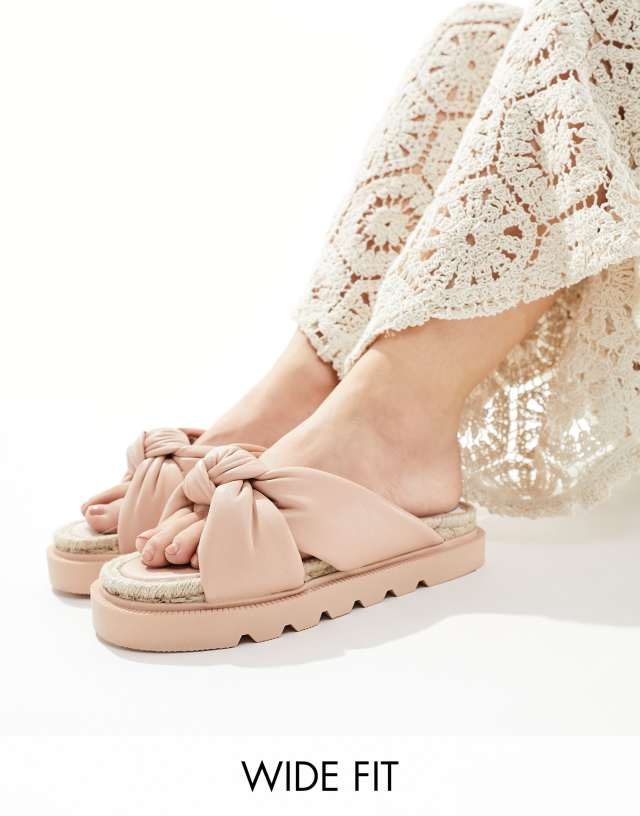 ASOS DESIGN - wide fit jemima cross strap espadrilles in light pink