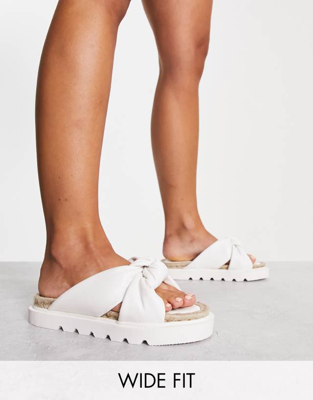 ASOS DESIGN Wide Fit Jemima cross strap espadrilles in white