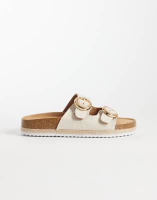  Wide Fit Jenna espadrille mule sandals in natural linen