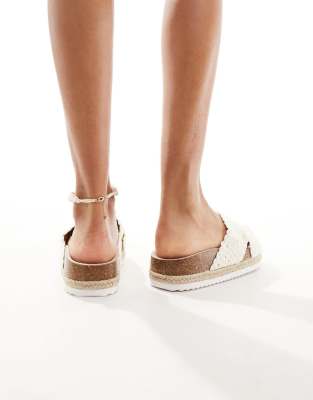 Asos Design Wide Fit Jessica Cross Strap Espadrille Mule Sandals In White