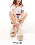 [ASOS DESIGN Wide Fit] ASOS DESIGN Wide Fit Jordyn flatform espadrille sandals in natural-Neutral 4 Natural raffia