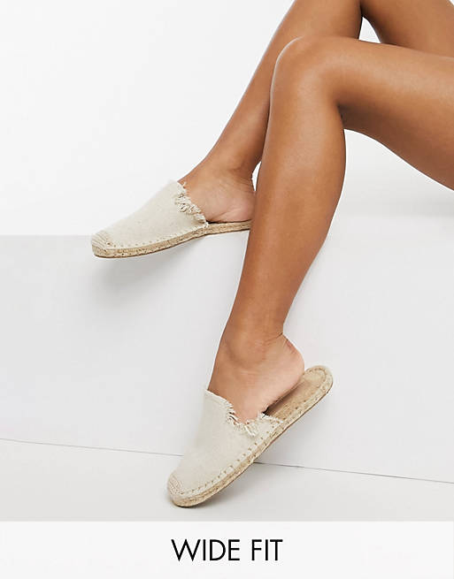 Shoes Flat Shoes/Wide Fit Josie espadrille mules in natural 