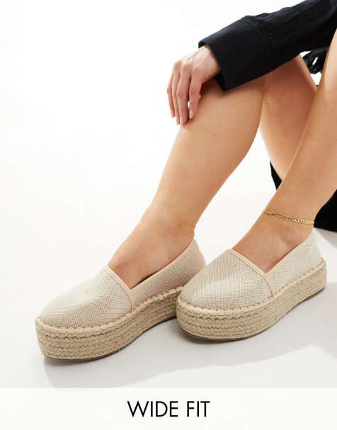 ASOS DESIGN Wide Fit – Journal – Espadrilles in Cremeweiß mit flacher Plateausohle, weite Passform - view 1