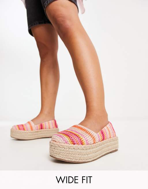 ASOS DESIGN Journal flatform espadrilles in black