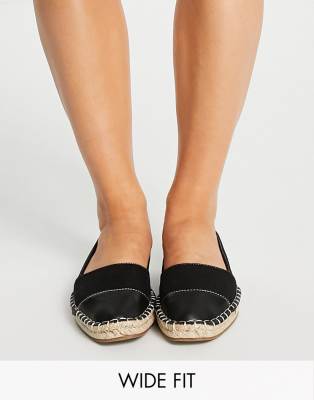 Asos Design Wide Fit Joy Toe-cap Espadrilles In Black In Black