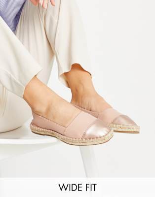 ASOS DESIGN Wide Fit Joy toe-cap espadrilles in pink and rose gold - ASOS Price Checker