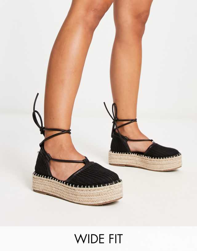 ASOS DESIGN Wide Fit Juggle platform espadrille in black