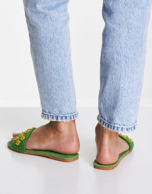 ASOS DESIGN Wide Fit Frappe flat sandals in tan