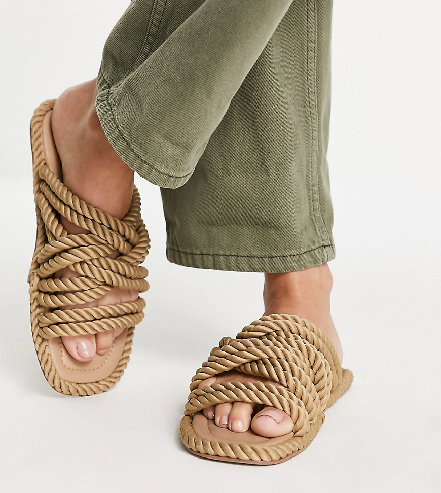 ASOS DESIGN Wide Fit Jumping rope espadrilles in natural-Neutral