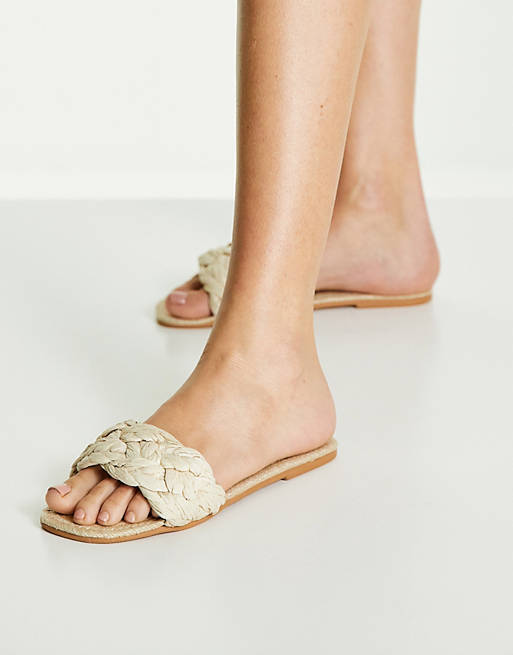  Flat Sandals/Wide Fit Jungle woven espadrille sandals in natural 