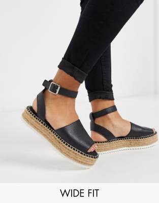 flatform espadrille sandals black