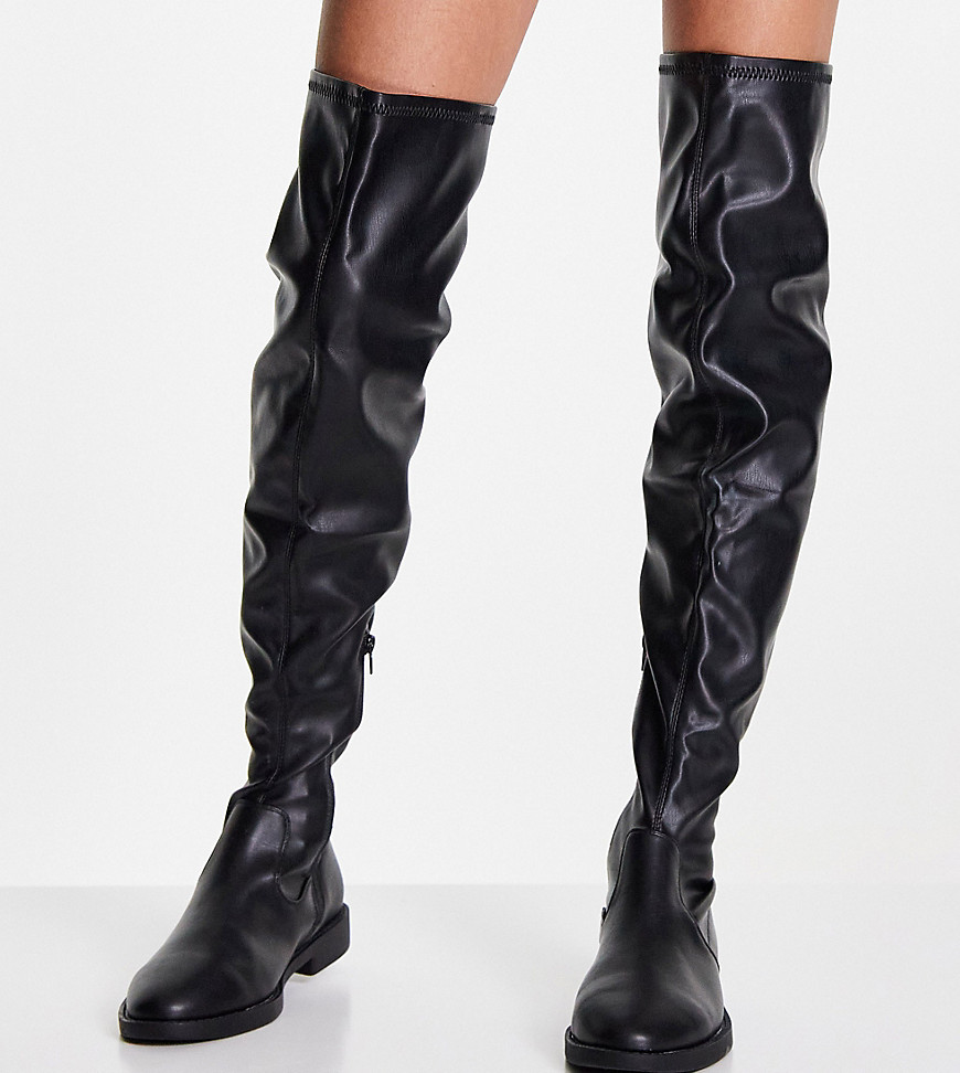 ASOS DESIGN Wide Fit Kalani over the knee boots in black