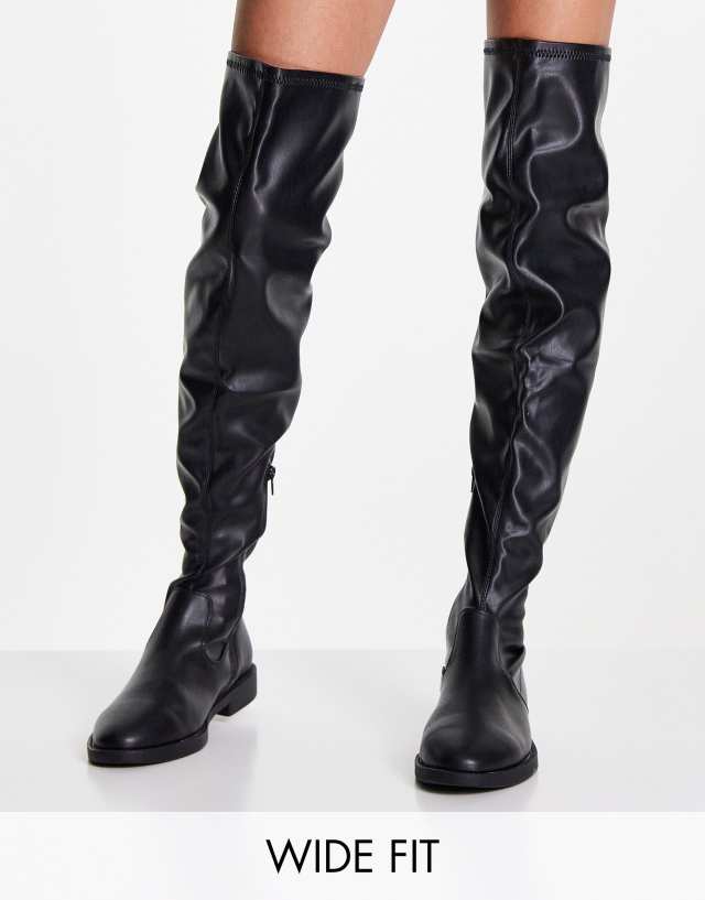 ASOS DESIGN Wide Fit Kalani over the knee boots in black