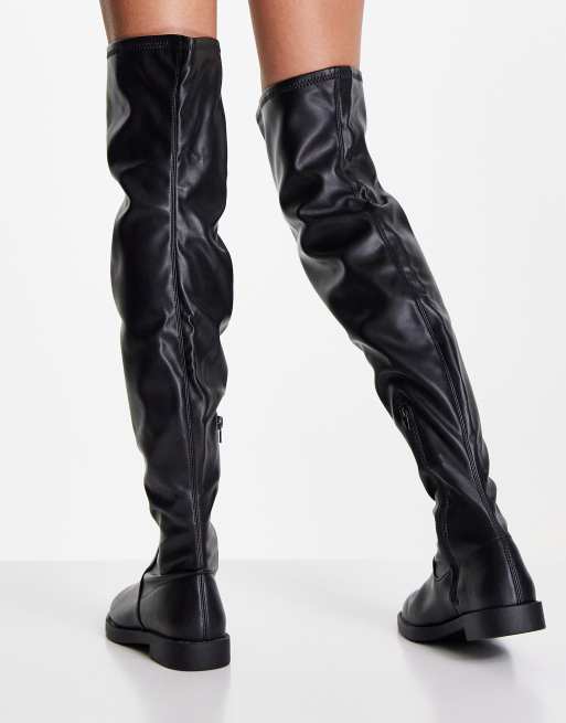 ASOS DESIGN Wide Fit Kalani over the knee boots in black